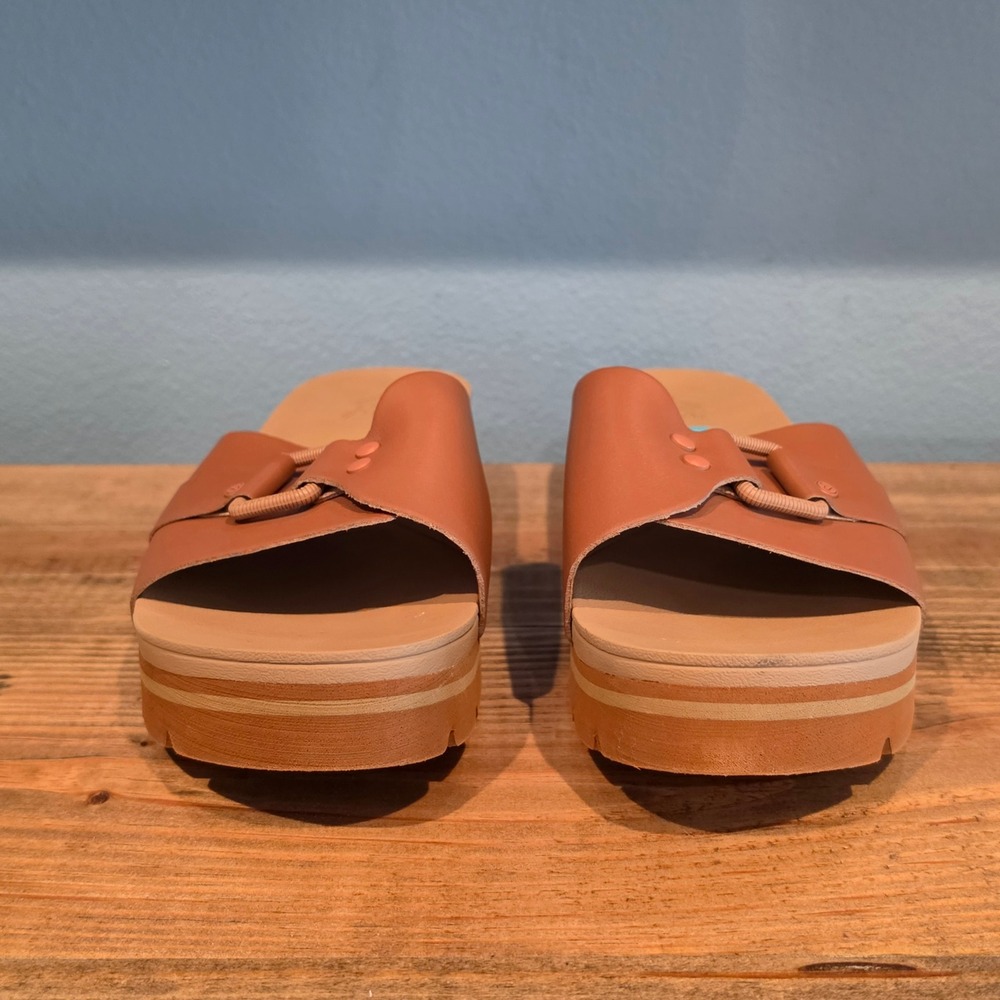 Reef Womens Horizon Hi Slide Tan Platform Vegan Leather Sandals Size 11 - Picture 3 of 11